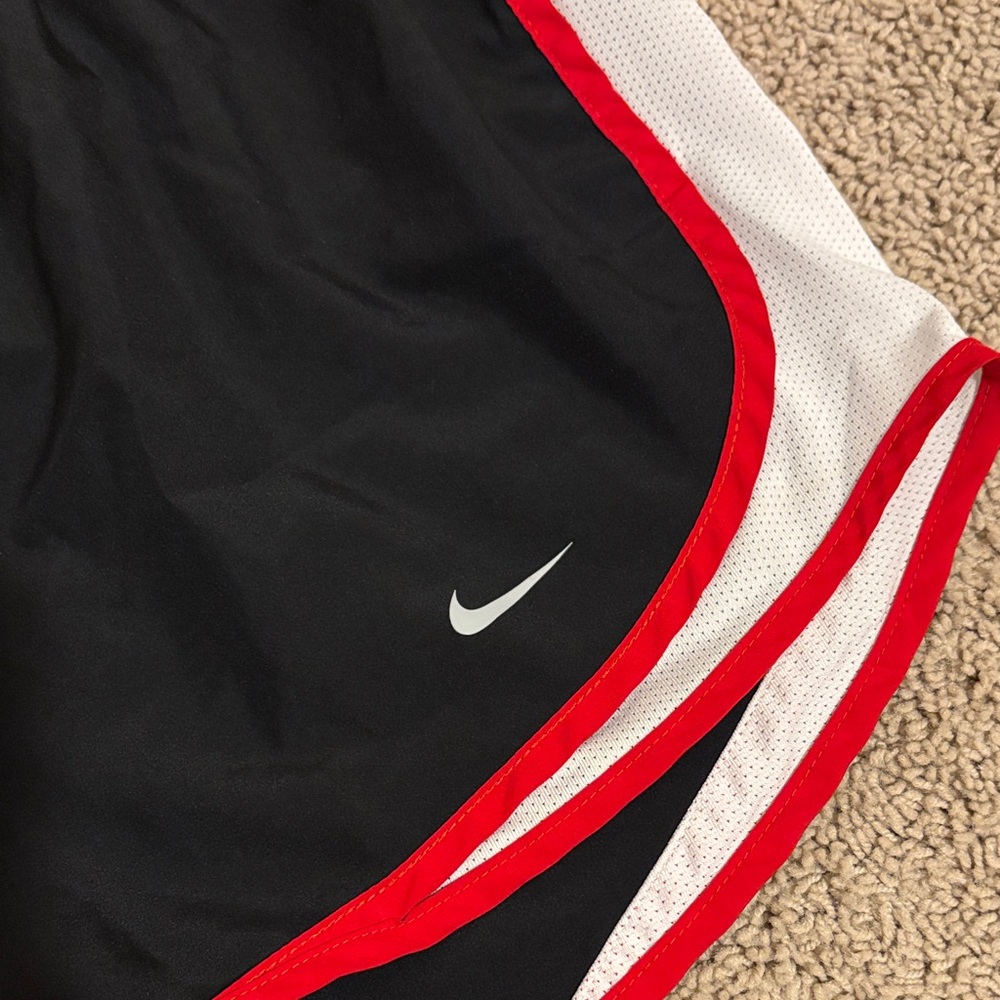 Nike Women's Black and Red Athletic Shorts - Picture 2 of 4